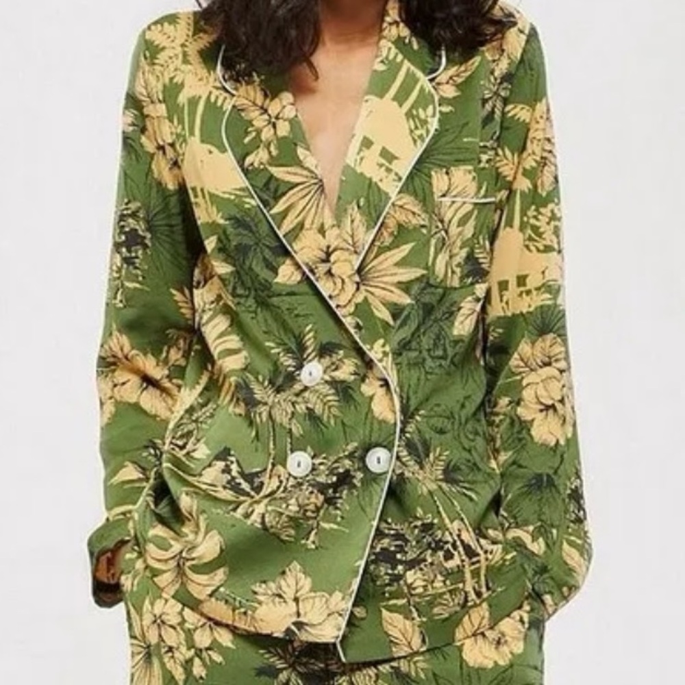 Tropical printed double-breasted blazer/ new without tags